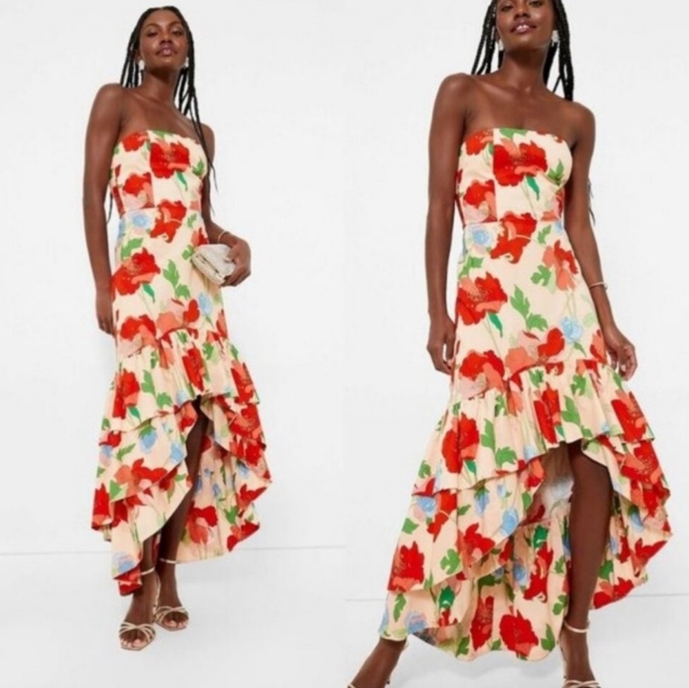NWT Tuckernuck Hyacinth House Red Multi Floral Strapless Malory Dress Size XXL